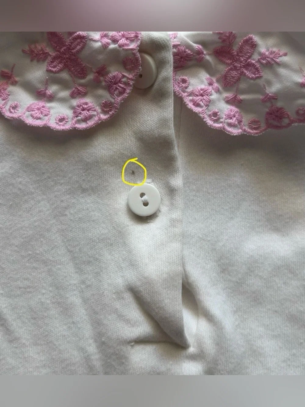 VTG OshKosh B'gosh Baby Girls Top 4T White Pink Embroidered Peter Pan Collar USA